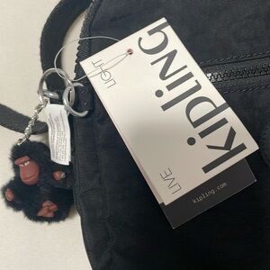 Kipling Keefe Bag Unisex Adult Black Tonal Crossbody Recycled Lining Gorilla